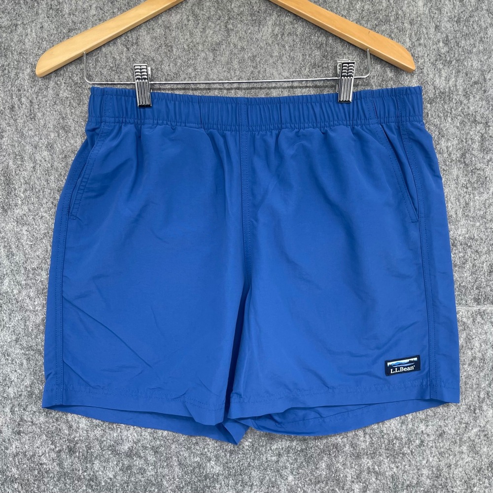 LL Bean Supplex Shorts Mens Medium Blue Mesh Lined Swim Trunks